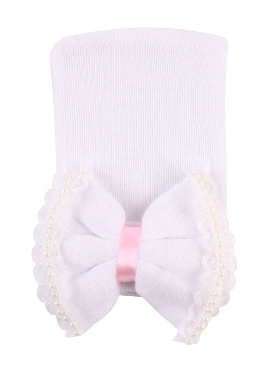 Primrose Newborn Baby Girl Lace Bow Beaded Gift Hat – Kidz Exclusive