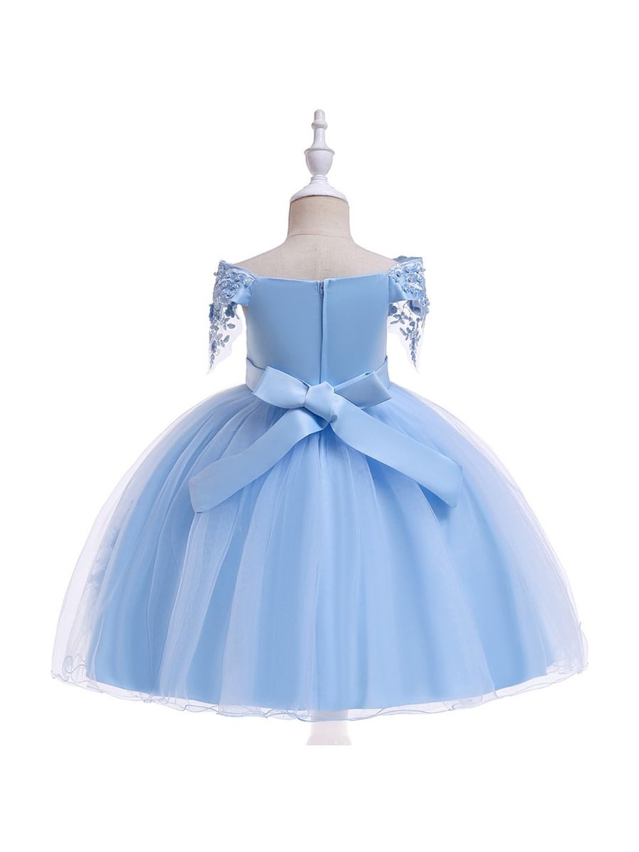 Chloe - Beaded off the Shoulder Mesh Princess Occasion Wear Dress in I   Kidz Exclusive